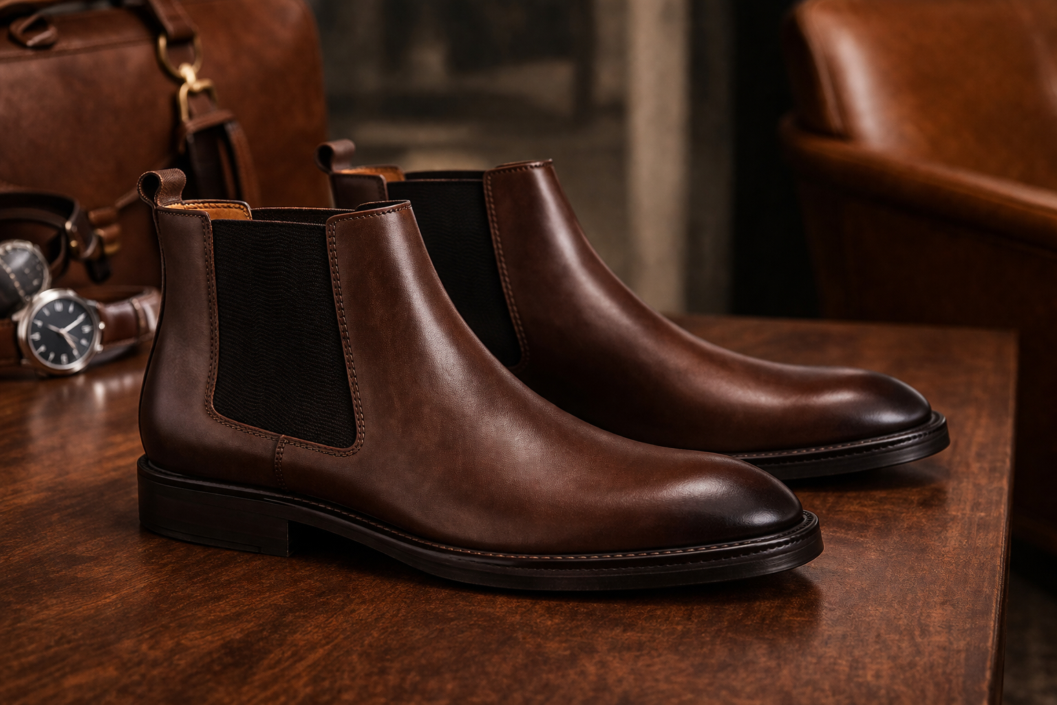 Men’s Brown Leather Chelsea Boots – Classic Smart Casual Collection
