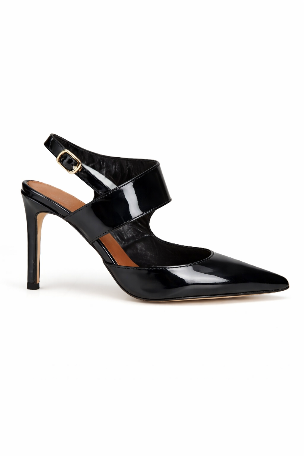 Black Patent Leather Slingback Stiletto Heels – Elegant Women’s Collection