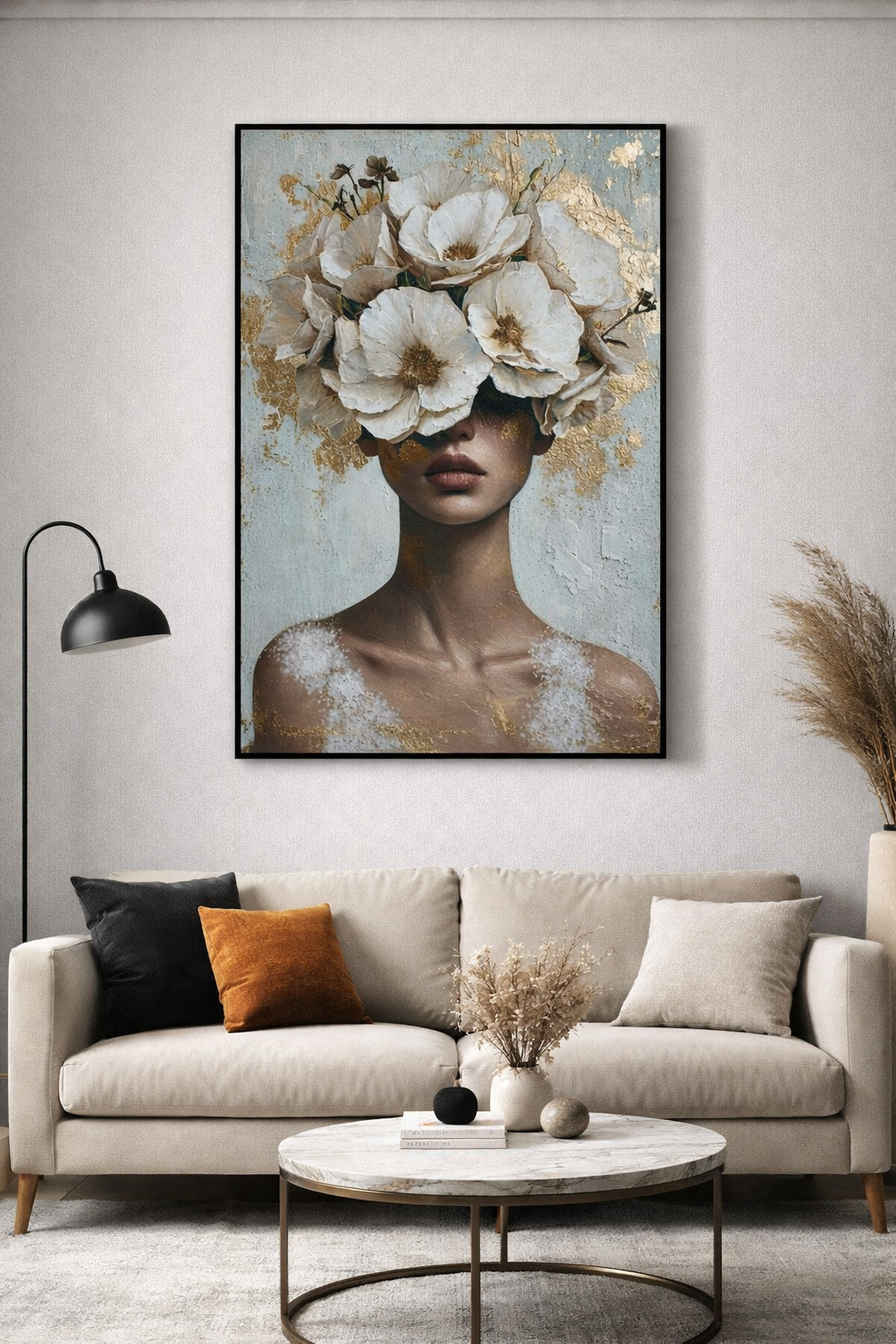 Elegant Floral Portrait Canvas Wall Art – Modern Statement Décor