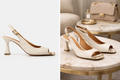 Elegant Off-White Leather Slingback Heeled Sandals – Women’s Collection