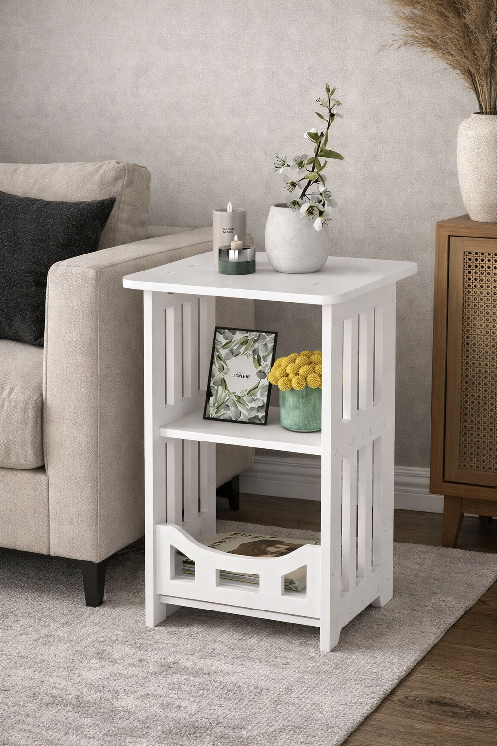 Minimalist Wooden Side Table – Modern Living Room & Bedside Table