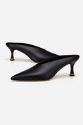 Black Leather Heeled Mules – Minimalist Women’s Collection