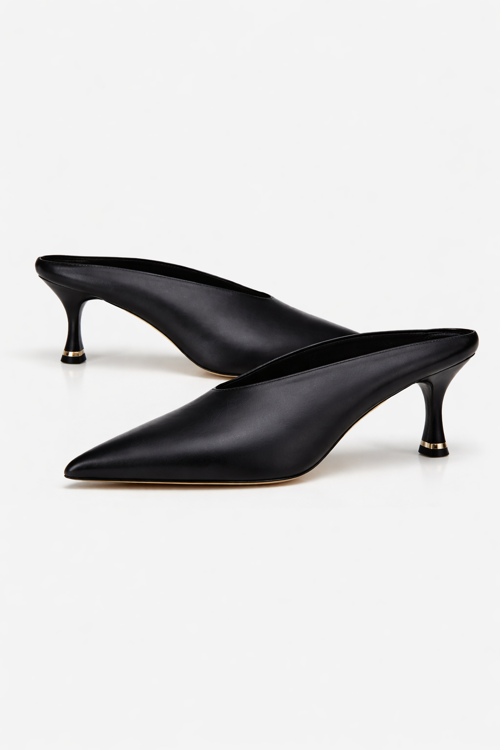 Black Leather Heeled Mules – Minimalist Women’s Collection